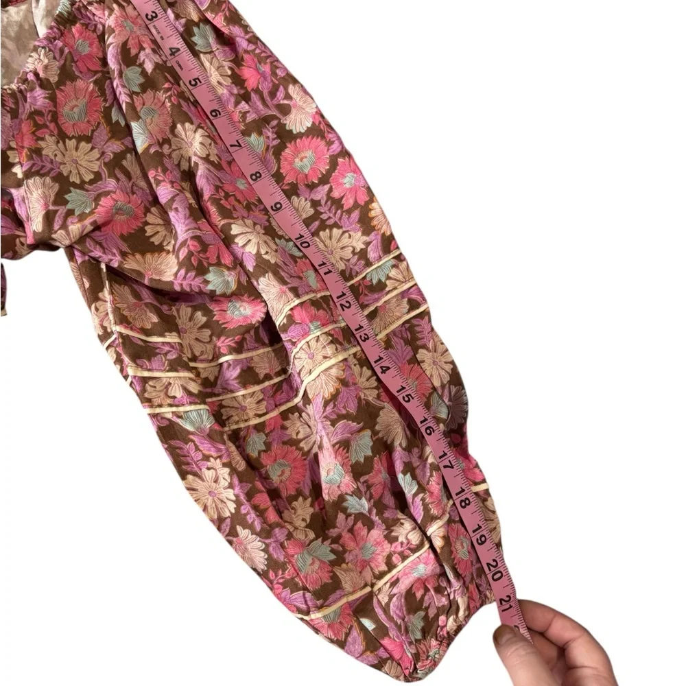 NWT Saltwater LUXE Floral Boho Mini Dress Size L Smocked Back Pockets Lined - Picture 10 of 15
